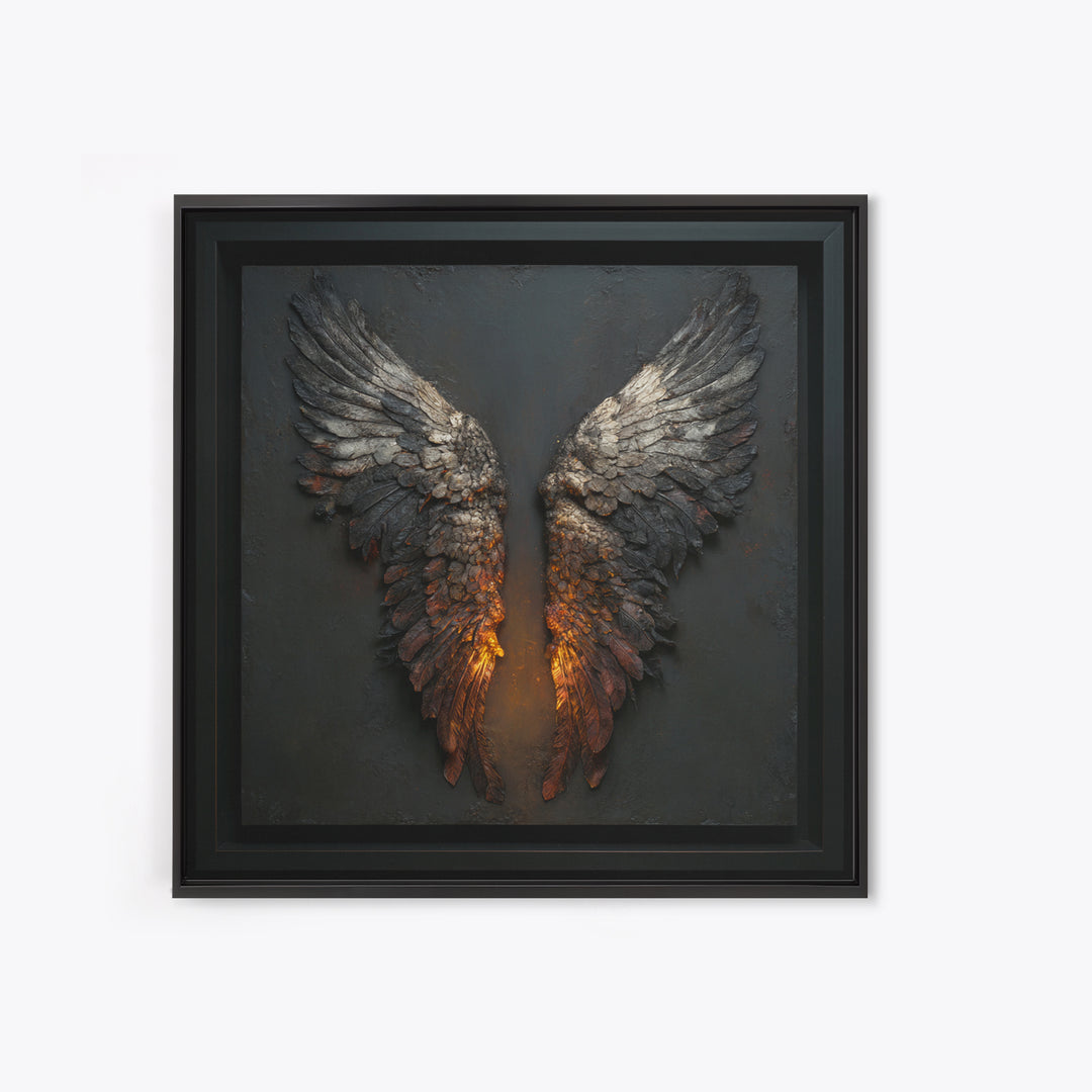 Dark Angel Wings Canvas Print, Dark Art, Moody Wall Art, Living Room Decor, Fine Art, Nocturne, Gallery Decor, Neutral Decor, DAR-1x1-31