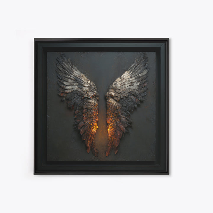 Dark Angel Wings Canvas Print, Dark Art, Moody Wall Art, Living Room Decor, Fine Art, Nocturne, Gallery Decor, Neutral Decor, DAR-1x1-31