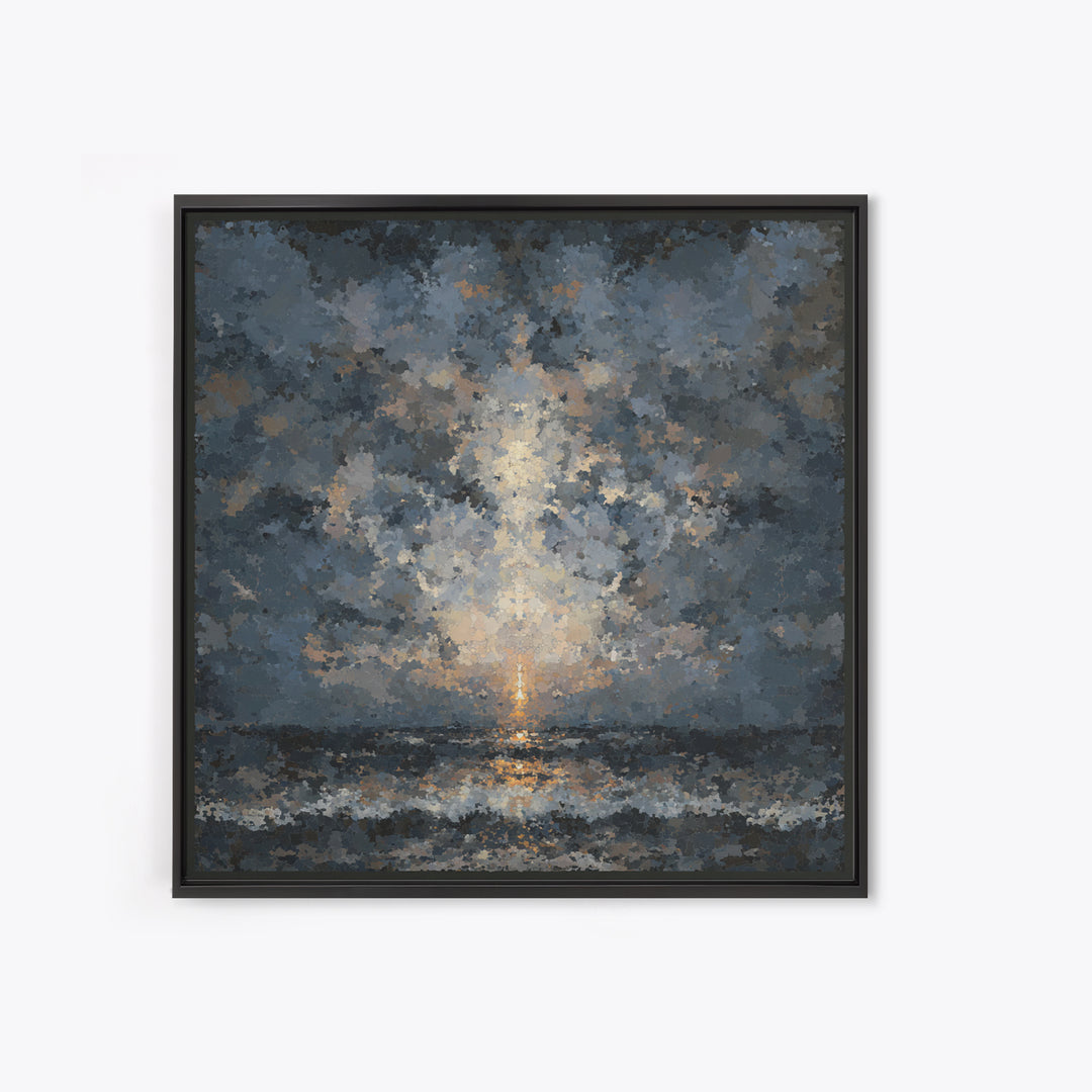 Stormy Sea under a Nearly Black Sky Canvas Print, Dark Art, Fine Art Print, Living Room Decor, Fine Art, Nocturne, Wall Decor, DAR-1x1-5