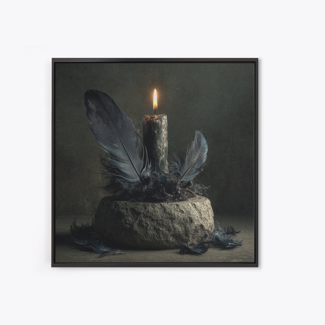 Silent Graveyard with Blue Moon Haze Canvas Print, Dark Art, Neutral Decor, Living Room Decor, Fine Art, Nocturne, Home Decor, DAR-1x1-90