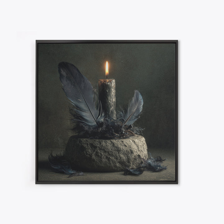 Silent Graveyard with Blue Moon Haze Canvas Print, Dark Art, Neutral Decor, Living Room Decor, Fine Art, Nocturne, Home Decor, DAR-1x1-90
