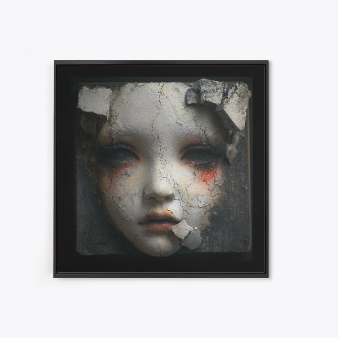 Cracked Porcelain Doll Portrait Canvas Print, Dark Art, Fine Art Print, Living Room Decor, Oil Painting, Nocturne, Wall Decor, DAR-1x1-95