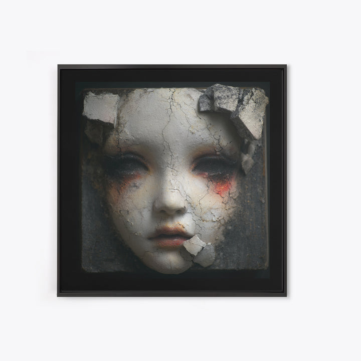 Cracked Porcelain Doll Portrait Canvas Print, Dark Art, Fine Art Print, Living Room Decor, Oil Painting, Nocturne, Wall Decor, DAR-1x1-95