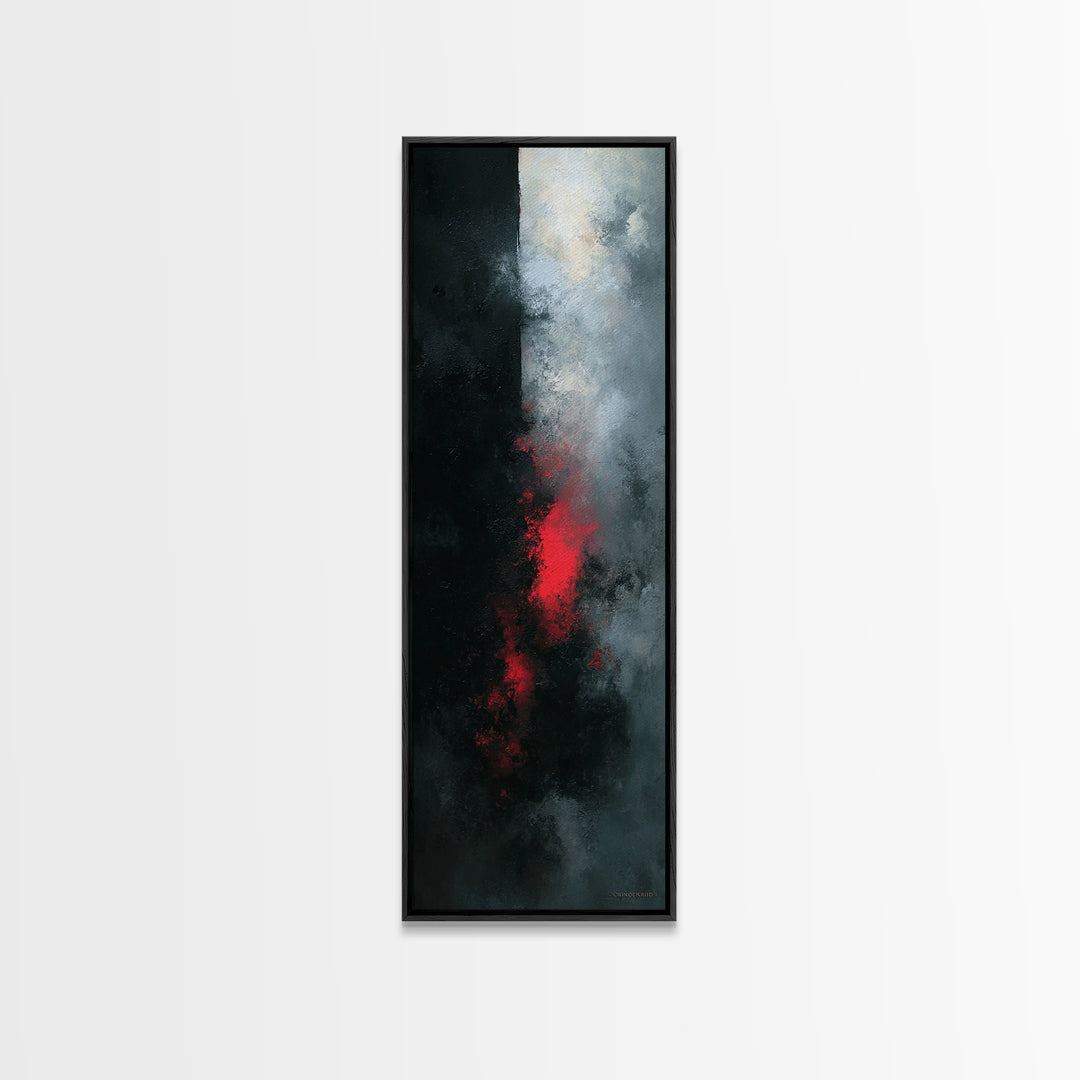 Deep Charcoal Abstract Canvas Print, Dark Art, Gothic Wall Art, Living Room Decor, Nocturne, Spooky Decor, Gallery Decor, DAR-1x3-33