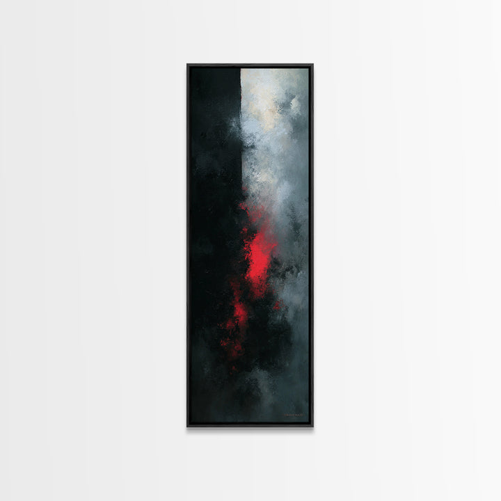 Deep Charcoal Abstract Canvas Print, Dark Art, Gothic Wall Art, Living Room Decor, Nocturne, Spooky Decor, Gallery Decor, DAR-1x3-33