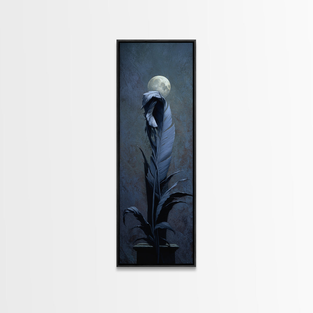 Silent Graveyard with Blue Moon Haze Canvas Print, Dark Art, Statement Artwork, Living Room Decor, Fine Art, Nocturne, DAR-1x3-78