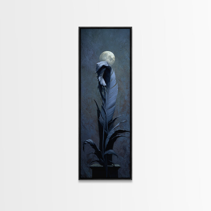 Silent Graveyard with Blue Moon Haze Canvas Print, Dark Art, Statement Artwork, Living Room Decor, Fine Art, Nocturne, DAR-1x3-78