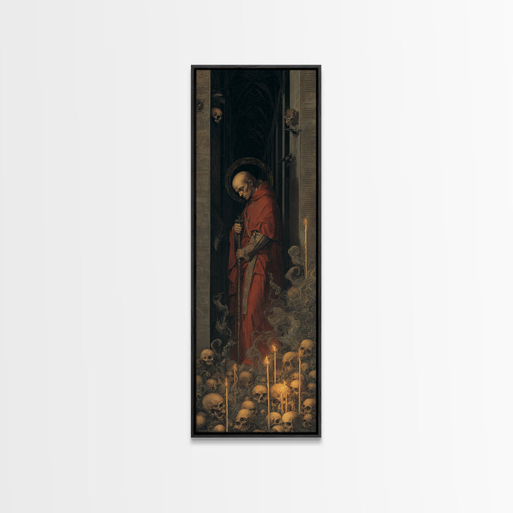 The Endless Catacombs, Dark Renaissance Art, Tall Narrow Wall Art, Macabre Wall Art, Canvas Print, Halloween Wall Art