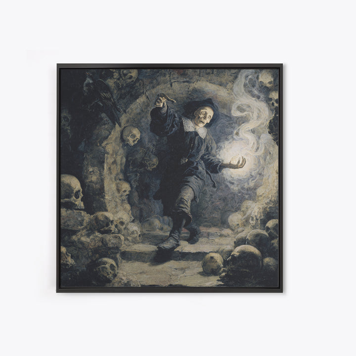The Endless Catacombs, Danse Macabre Art, Square Wall Art, Macabre Wall Art, Framed Canvas Print, Halloween Wall Art