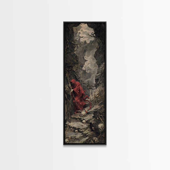 The Endless Catacombs, Baroque Witchcraft Art, Tall Narrow Wall Art, Dark Fantasy Wall Art, Framed Canvas Print, Halloween Wall Art
