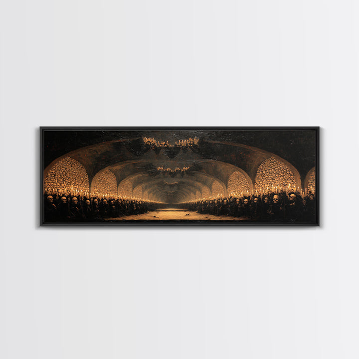 The Endless Catacombs, Dark Romantic Horror Art, Extra Wide Wall Art, Gothic Horror Wall Art, Framed Canvas Print, Halloween Wall Art