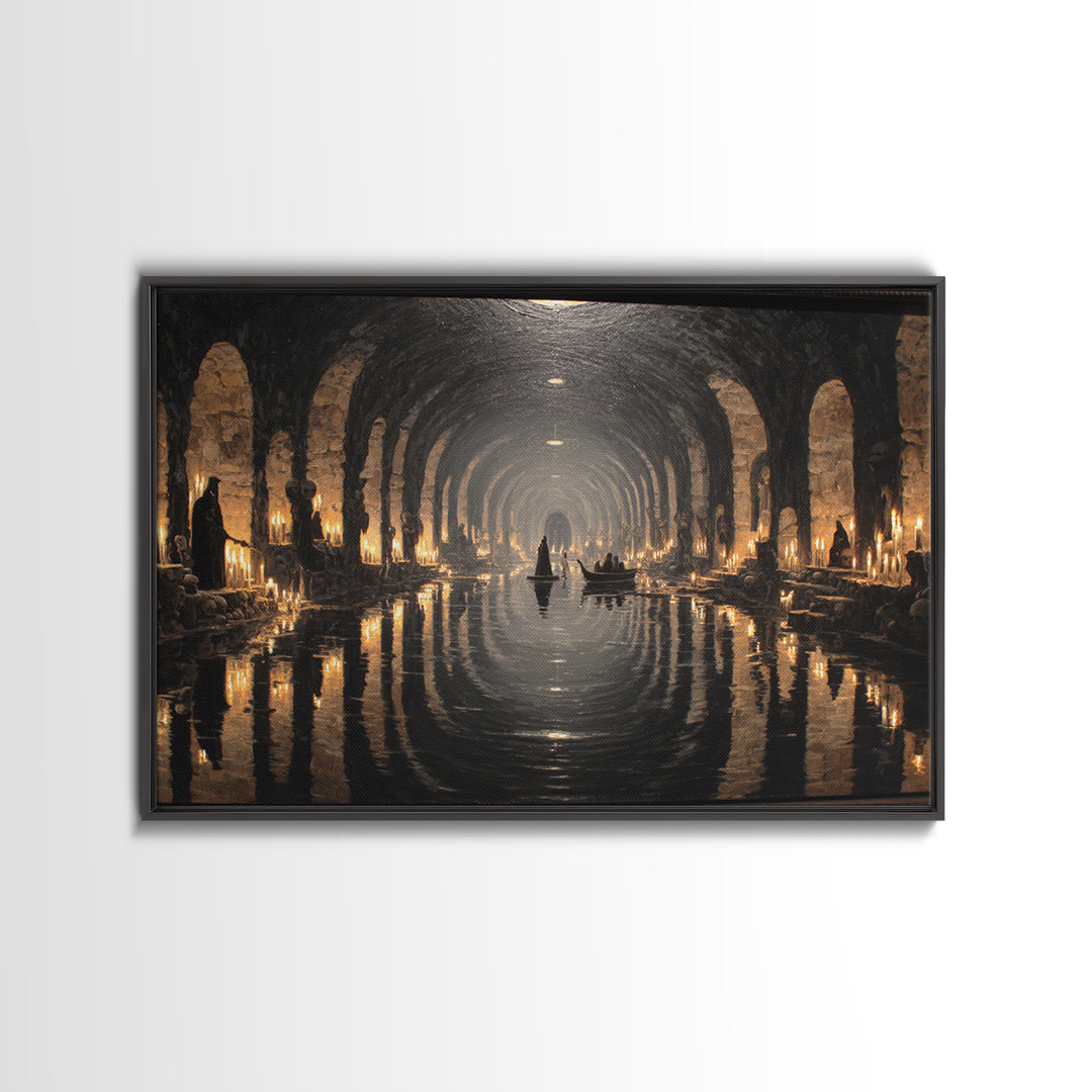 The Endless Catacombs, Symbolist Gothic Landscape, Landscape Wall Art, Macabre Wall Art, Canvas Print, Halloween Wall Art, Dark Fantasy Art