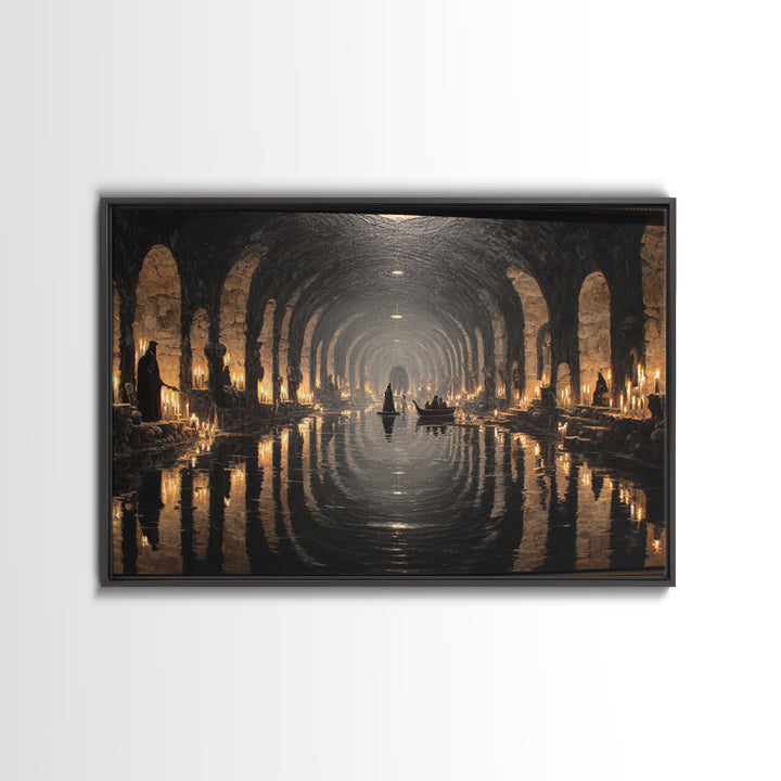 The Endless Catacombs, Symbolist Gothic Landscape, Landscape Wall Art, Macabre Wall Art, Canvas Print, Halloween Wall Art, Dark Fantasy Art