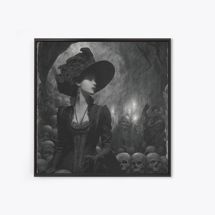 The Endless Catacombs, Decadent Gothic Art, Square Wall Art, Dark Halloween Decor, Framed Canvas Print, Halloween Wall Art