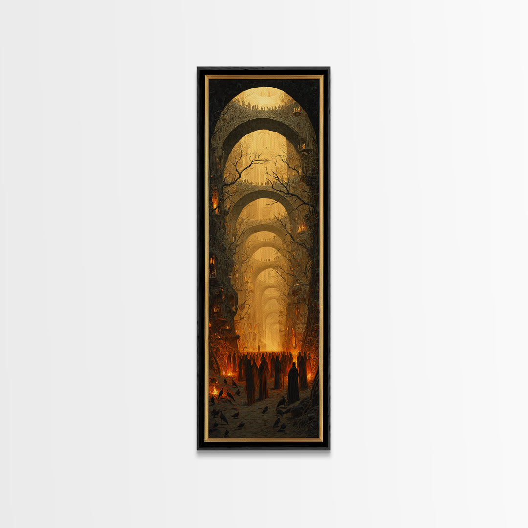 The Endless Catacombs, Surreal Apocalyptic Art, Tall Narrow Wall Art, Dark Fantasy Wall Art, Canvas Print, Halloween Wall Art