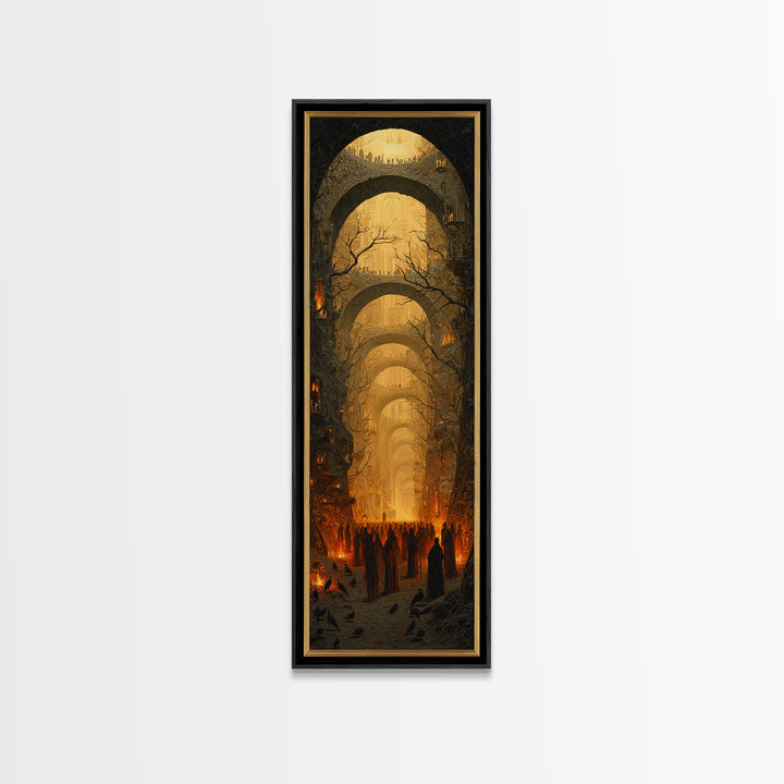 The Endless Catacombs, Surreal Apocalyptic Art, Tall Narrow Wall Art, Dark Fantasy Wall Art, Canvas Print, Halloween Wall Art