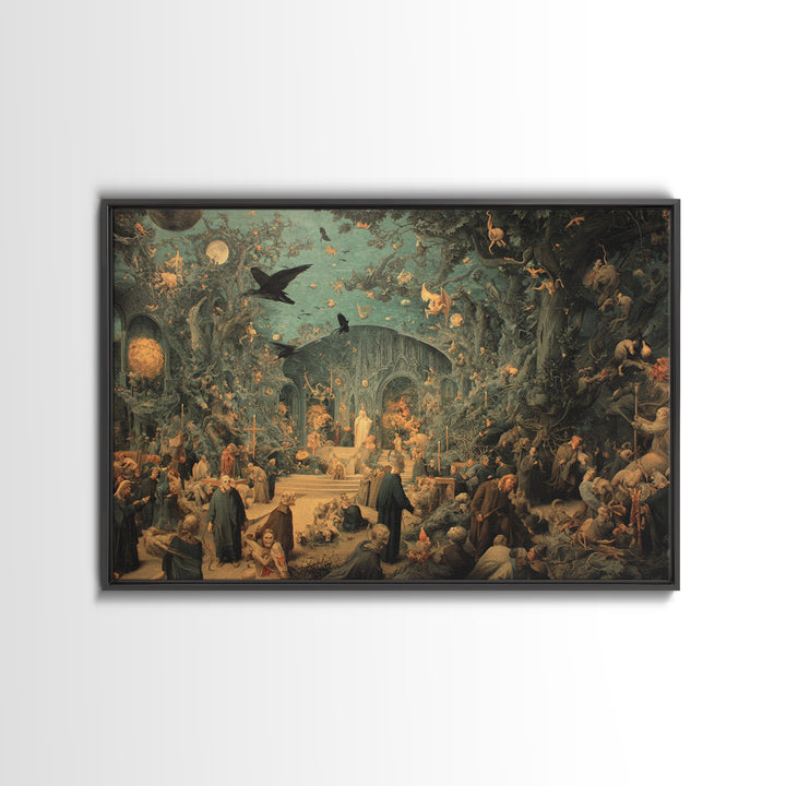 The Overgrown Chapel, Medieval Grotesque Art, Landscape Wall Art, Dark Fantasy Wall Art, Canvas Print, Halloween Wall Art