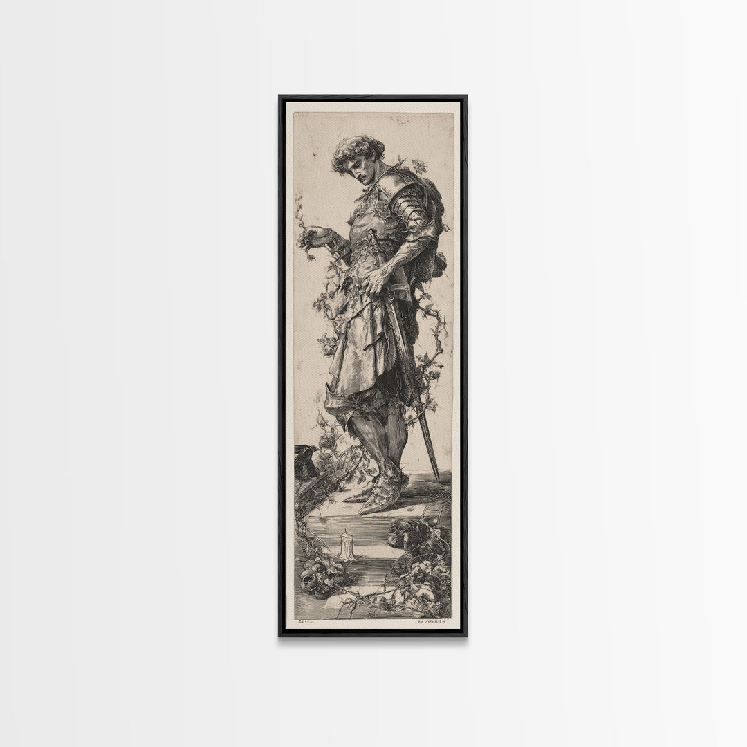 The Overgrown Chapel, Renaissance Engraving Art, Tall Narrow Wall Art, Gothic Horror Wall Art, Canvas Print, Halloween Wall Art