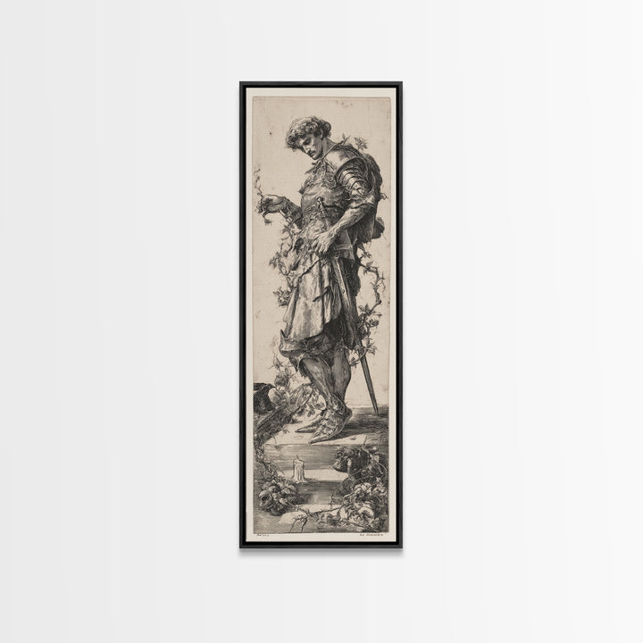 The Overgrown Chapel, Renaissance Engraving Art, Tall Narrow Wall Art, Gothic Horror Wall Art, Canvas Print, Halloween Wall Art