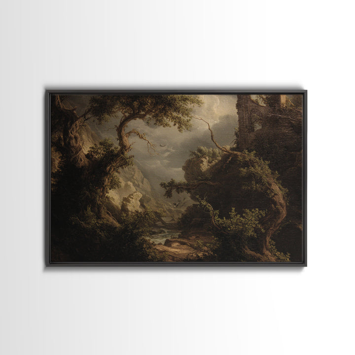 The Overgrown Chapel, Baroque Witchcraft Art, Landscape Wall Art, Dark Halloween Decor, Canvas Print, Halloween Wall Art
