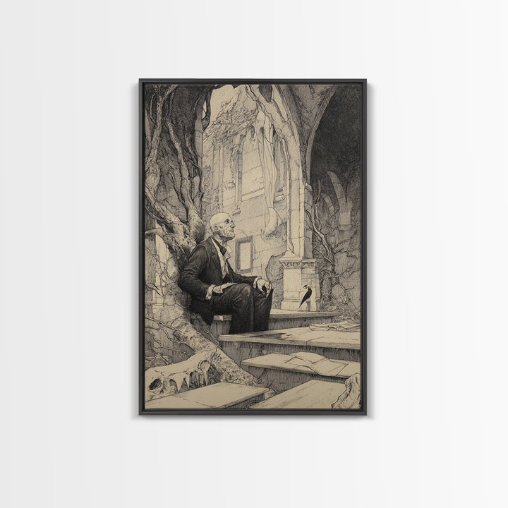 The Overgrown Chapel, Victorian Macabre Art, Vertical Wall Art, Dark Halloween Decor, Canvas Print, Halloween Wall Art, Horror Wall Art