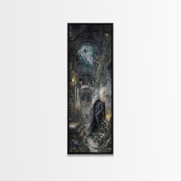 The Derelict Asylum, Medieval Grotesque Art, Tall Narrow Wall Art, Dark Halloween Decor, Canvas Print, Halloween Wall Art