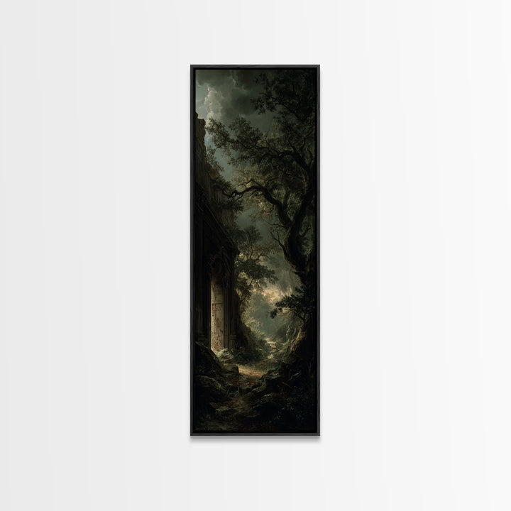 The Derelict Asylum, Baroque Witchcraft Art, Tall Narrow Wall Art, Dark Halloween Decor, Framed Canvas Print, Halloween Wall Art