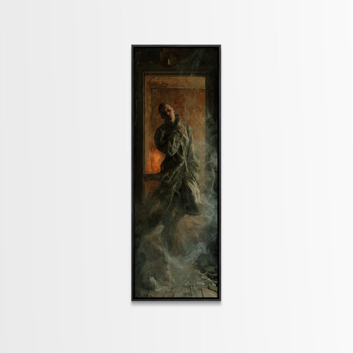 The Derelict Asylum, Visionary Gothic Art, Tall Narrow Wall Art, Dark Fantasy Wall Art, Framed Canvas Print, Halloween Wall Art