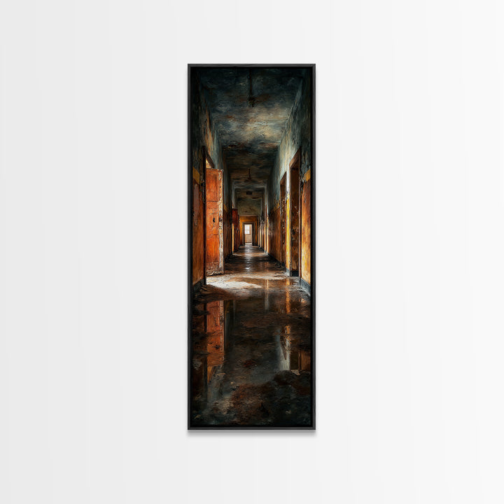 The Derelict Asylum, Expressionist Gothic Art, Tall Narrow Wall Art, Dark Halloween Decor, Canvas Print, Halloween Wall Art