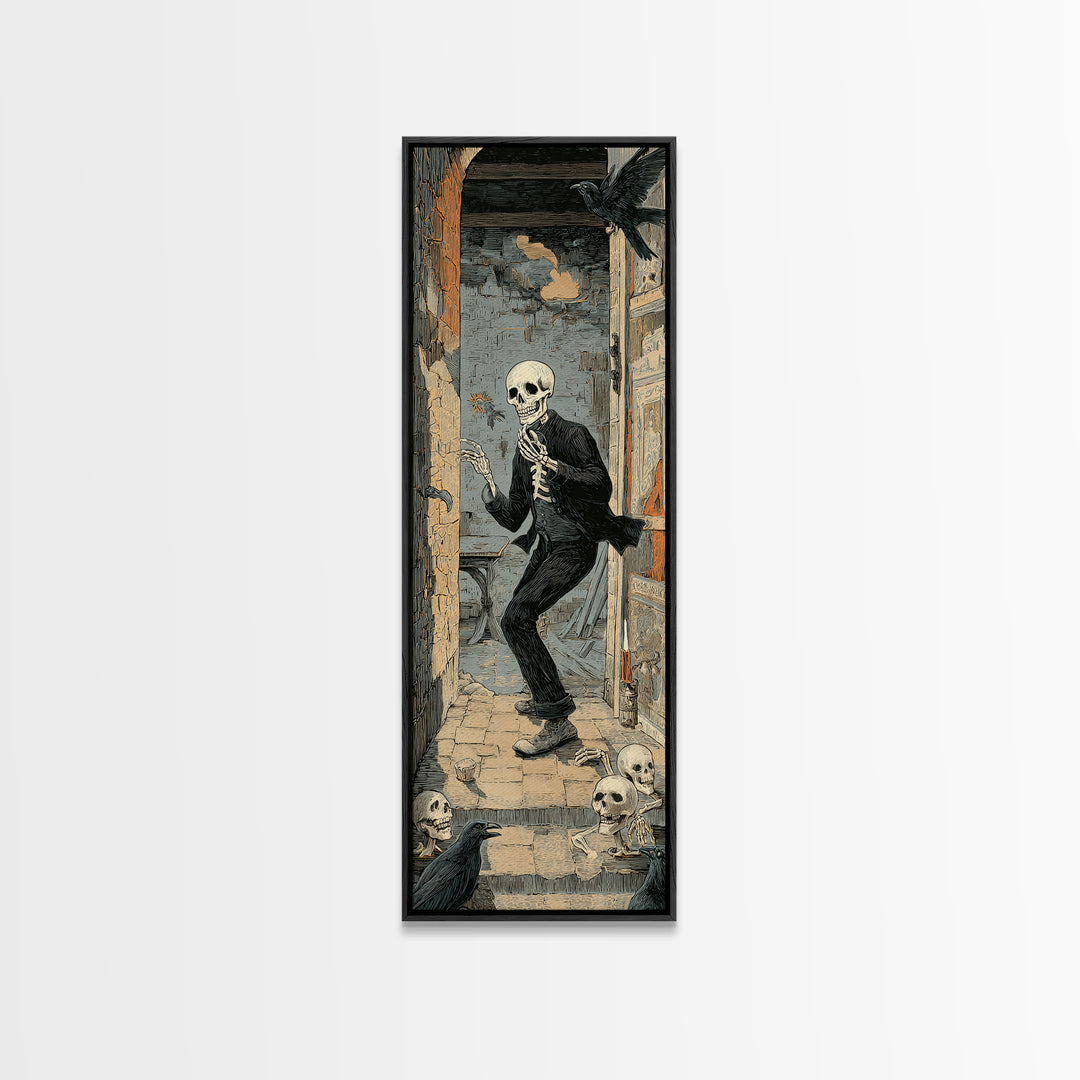 The Derelict Asylum, Macabre Folk Print Art, Tall Narrow Wall Art, Dark Fantasy Wall Art, Framed Canvas Print