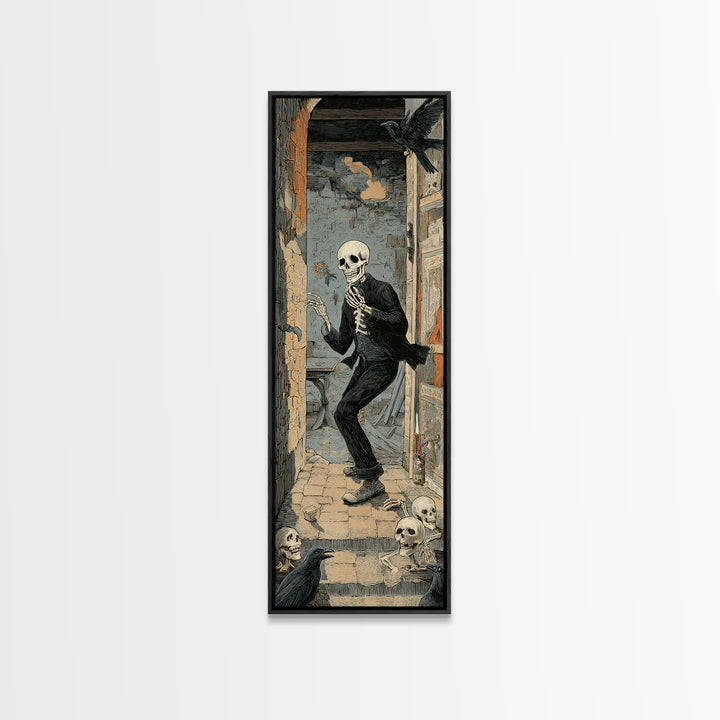 The Derelict Asylum, Macabre Folk Print Art, Tall Narrow Wall Art, Dark Fantasy Wall Art, Framed Canvas Print