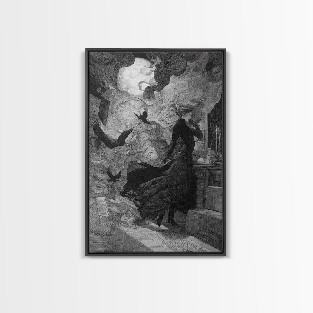 The Derelict Asylum, Victorian Macabre Art, Vertical Wall Art, Dark Halloween Decor, Framed Canvas Print, Halloween Wall Art