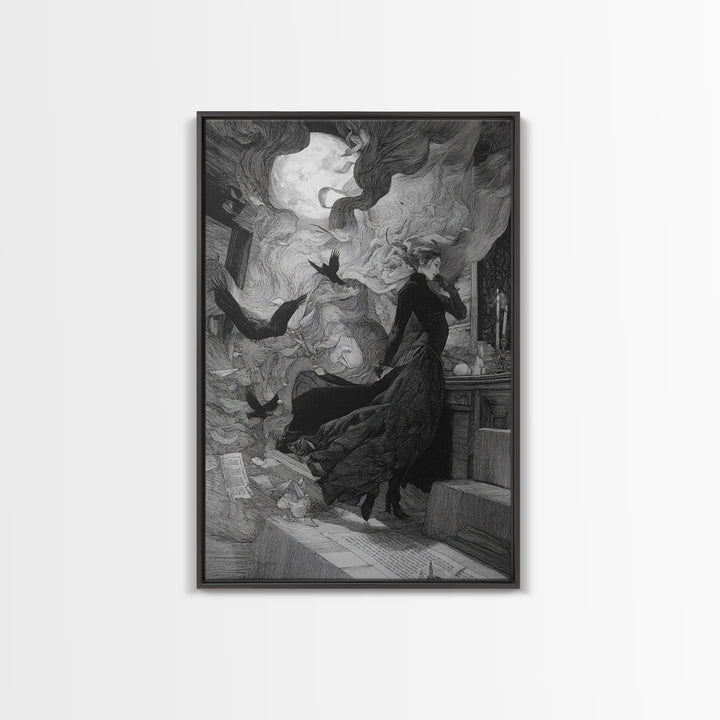 The Derelict Asylum, Victorian Macabre Art, Vertical Wall Art, Dark Halloween Decor, Framed Canvas Print, Halloween Wall Art