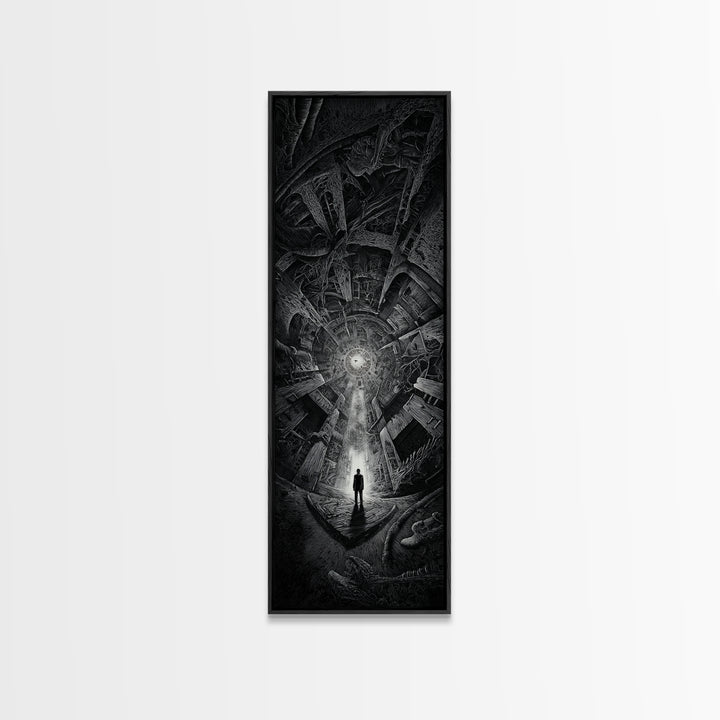 The Derelict Asylum, Biomechanical Horror Art, Tall Narrow Wall Art, Dark Fantasy Wall Art, Canvas Print, Halloween Wall Art
