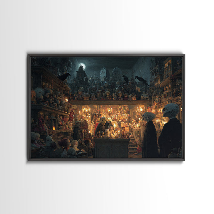 The Midnight Antique Shop, Romantic Gothic Landscape, Landscape Wall Art, Macabre Wall Art, Canvas Print, Halloween Wall Art