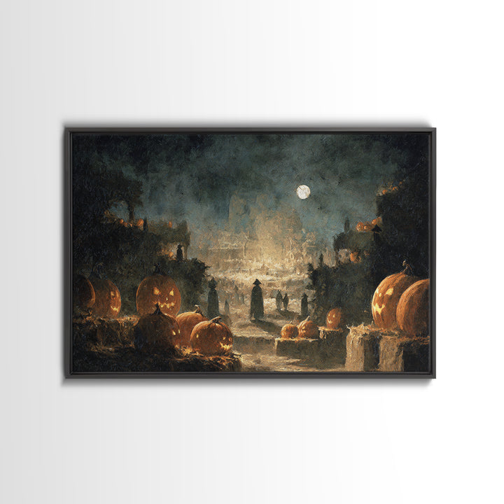 The Pumpkin Patch Maze, Romantic Gothic Landscape, Landscape Wall Art, Dark Halloween Decor, Canvas Print, Halloween Wall Art