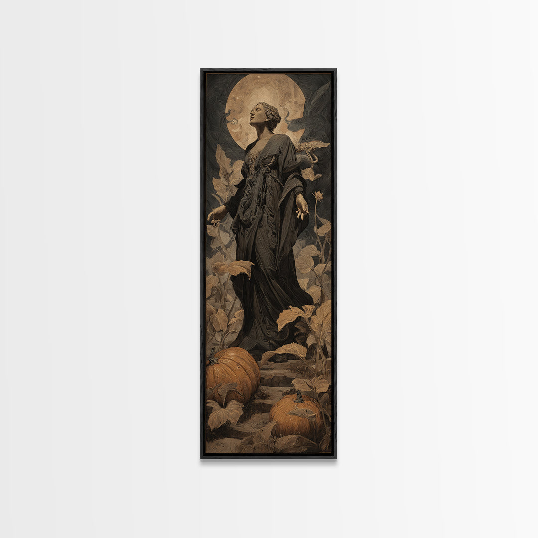 The Pumpkin Patch Maze, Dark Symbolist Art, Tall Narrow Wall Art, Gothic Horror Wall Art, Canvas Print, Halloween Wall Art