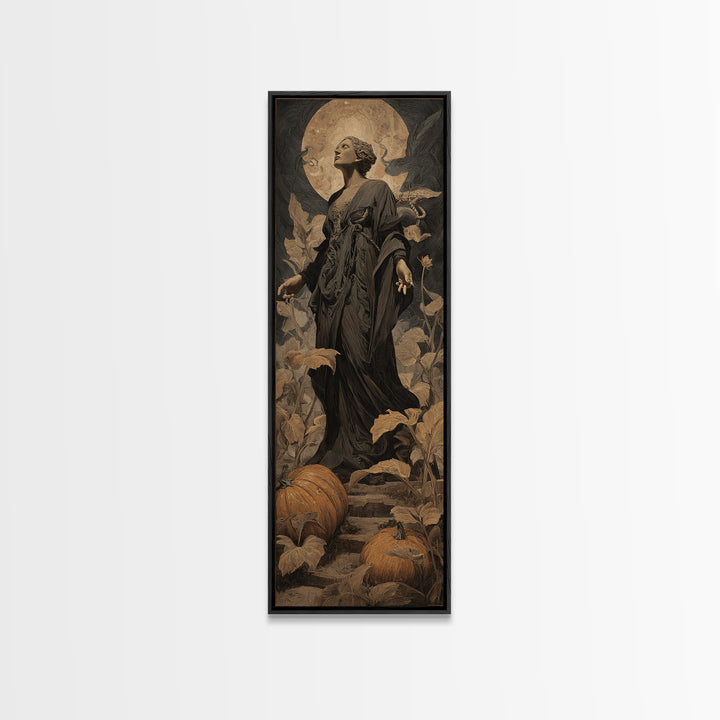 The Pumpkin Patch Maze, Dark Symbolist Art, Tall Narrow Wall Art, Gothic Horror Wall Art, Canvas Print, Halloween Wall Art