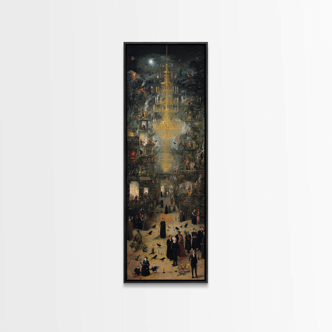 The Haunted Hotel, Medieval Grotesque Art, Tall Narrow Wall Art, Macabre Wall Art, Canvas Print, Halloween Wall Art