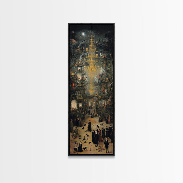The Haunted Hotel, Medieval Grotesque Art, Tall Narrow Wall Art, Macabre Wall Art, Canvas Print, Halloween Wall Art