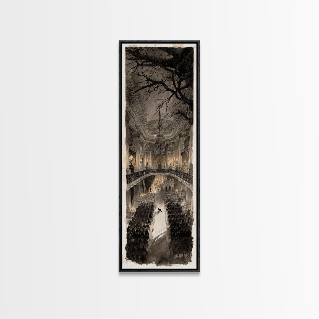 The Haunted Hotel, Decadent Gothic Art, Tall Narrow Wall Art, Gothic Horror Wall Art, Canvas Print, Halloween Wall Art