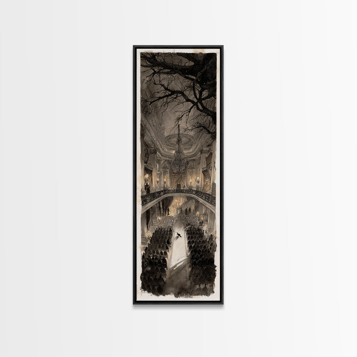 The Haunted Hotel, Decadent Gothic Art, Tall Narrow Wall Art, Gothic Horror Wall Art, Canvas Print, Halloween Wall Art