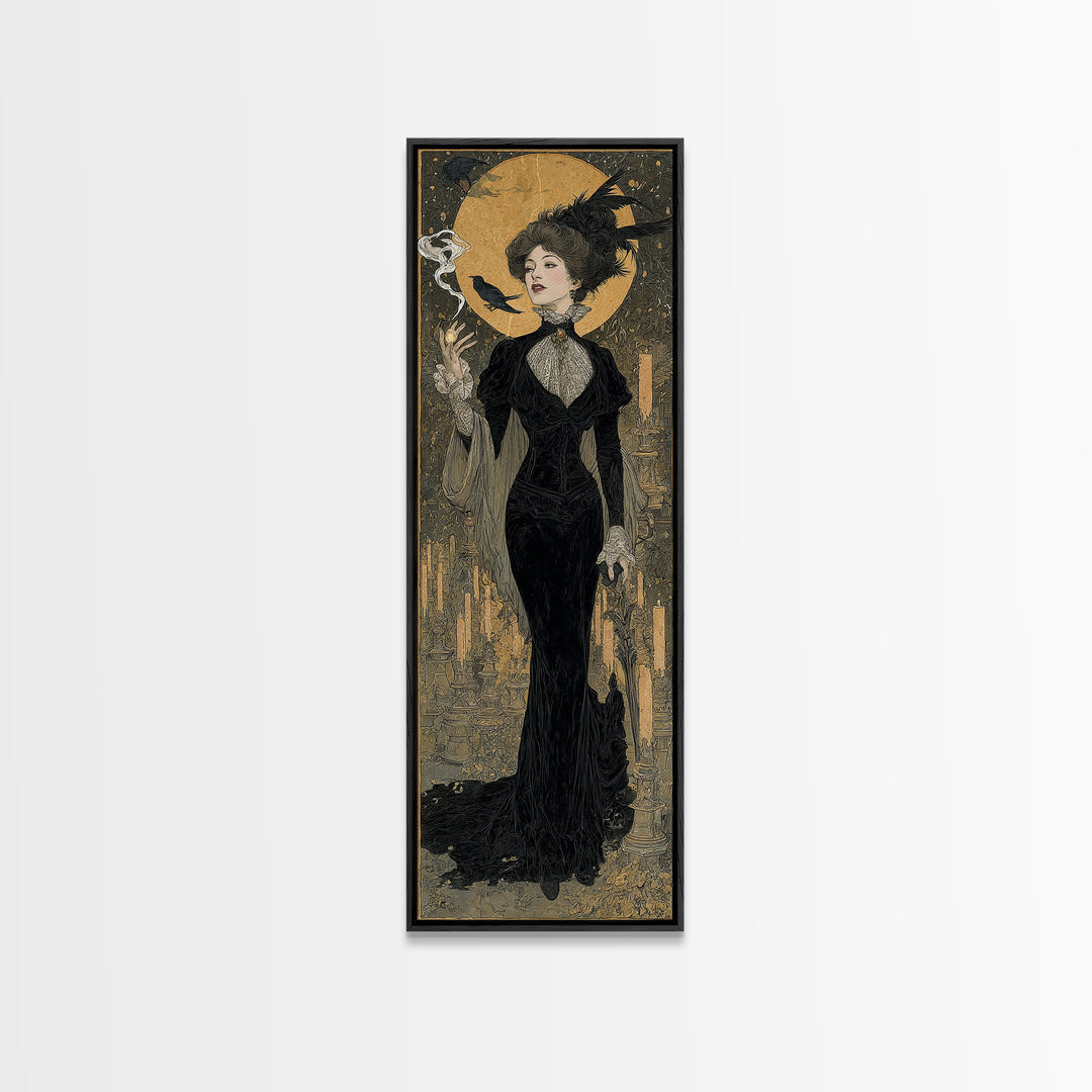 The Haunted Hotel, Symbolist Death Art, Tall Narrow Wall Art, Macabre Wall Art, Framed Canvas Print, Halloween Wall Art