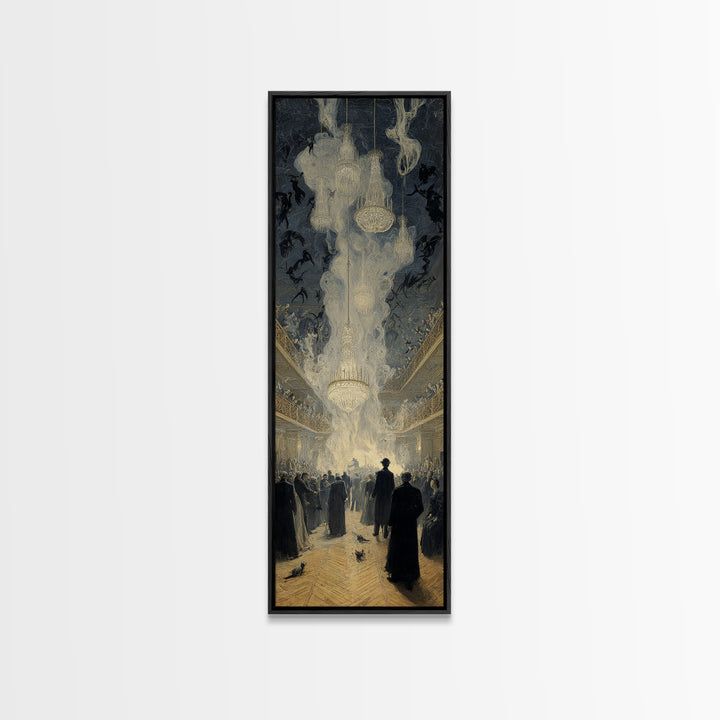 The Haunted Hotel, Symbolist Etching Art, Tall Narrow Wall Art, Dark Halloween Decor, Canvas Print, Halloween Wall Art, Spooky Wall Decor