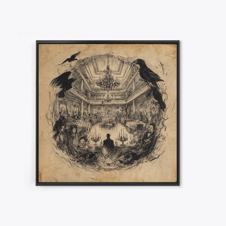 The Haunted Hotel, Expressionist Nightmare Art, Square Wall Art, Dark Fantasy Wall Art, Framed Canvas Print, Halloween Wall Art