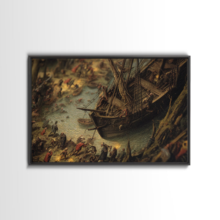 The Shipwreck Cove, Danse Macabre Art, Landscape Wall Art, Gothic Horror Wall Art, Canvas Print, Halloween Wall Art
