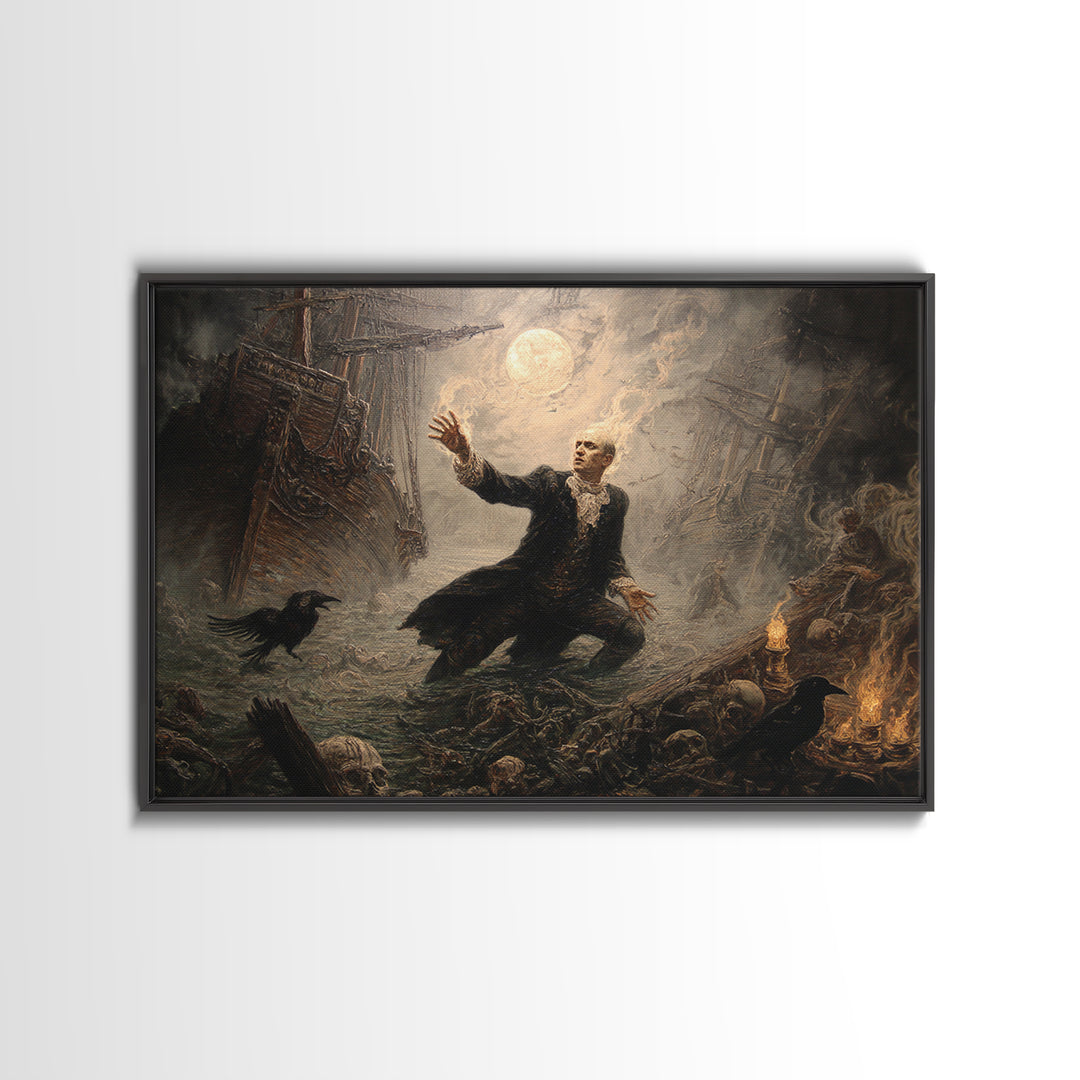 The Shipwreck Cove, Visionary Gothic Art, Landscape Wall Art, Dark Halloween Decor, Framed Canvas Print, Halloween Wall Art