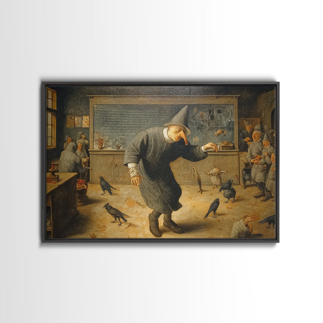 The Silent Schoolhouse, Northern Renaissance Horror, Landscape Wall Art, Dark Fantasy Wall Art, Canvas Print, Halloween Wall Art