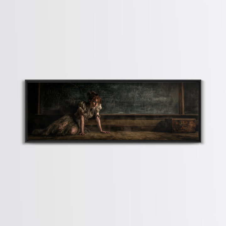 The Silent Schoolhouse, Gothic Nightmare Art, Extra Wide Wall Art, Gothic Horror Wall Art, Framed Canvas Print, Halloween Wall Art