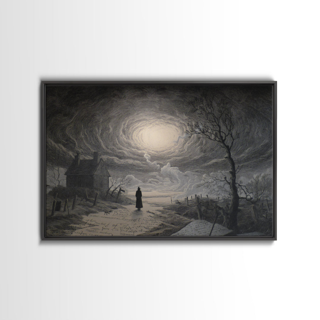 The Silent Schoolhouse, Romantic Gothic Landscape, Landscape Wall Art, Gothic Horror Wall Art, Canvas Print, Halloween Wall Art